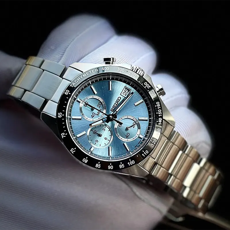 Seiko Spirit Chronograph Ice Blue Dial Men’s Watch- SBTR029